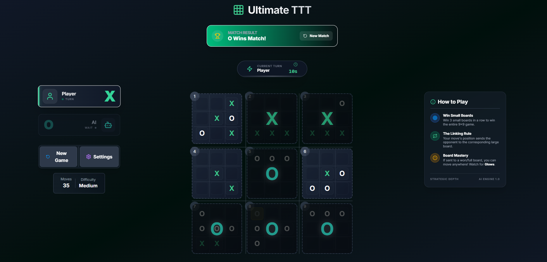 Ultimate 9x9 Tic-Tac-Toe